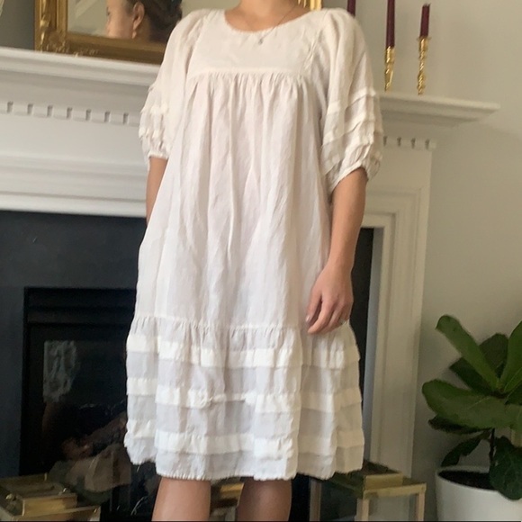 120% Lino Linen Esterino Dress Linen Maxi balloon sleeves bohemian romantic - Picture 13 of 14